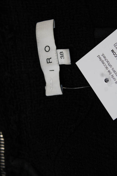 IRO Women Biker Jacket Black Cotton Button Closure Size 38