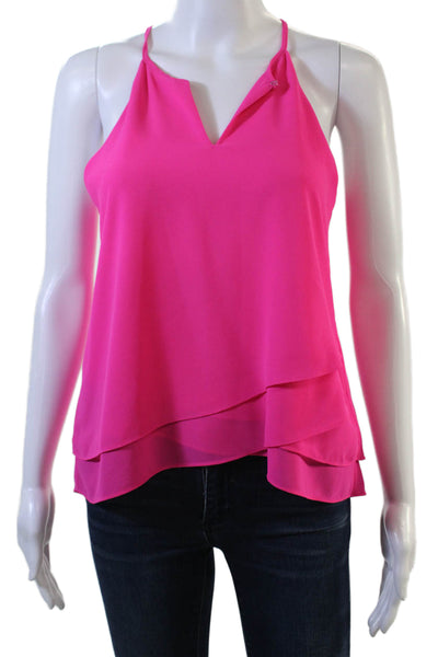 Decker Womens Pink V-Neck Sleeveless Tank 100% Polyester Size S
