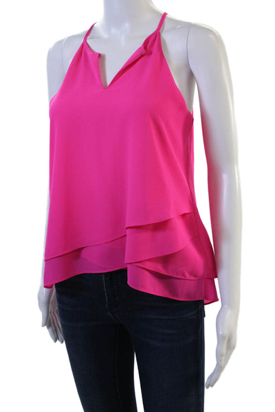 Decker Womens Pink V-Neck Sleeveless Tank 100% Polyester Size S