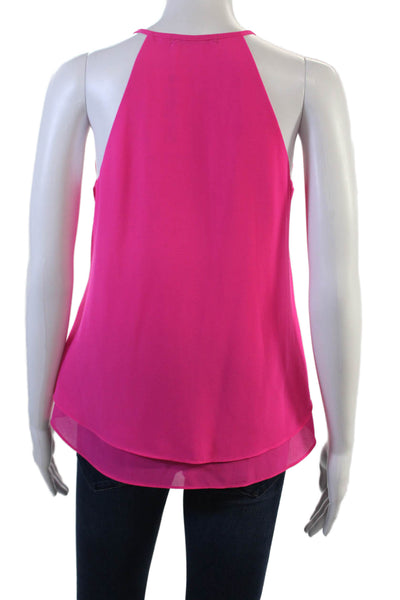 Decker Womens Pink V-Neck Sleeveless Tank 100% Polyester Size S