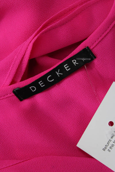 Decker Womens Pink V-Neck Sleeveless Tank 100% Polyester Size S