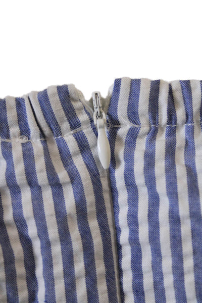 Wayf Women Blue Striped Zip Long Sleeve Blouse Cotton Spandex Size XS