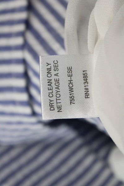 Wayf Women Blue Striped Zip Long Sleeve Blouse Cotton Spandex Size XS