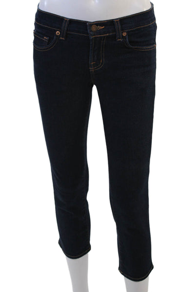 J Brand Women Ankle Cropped Skinny Jeans Dark Blue High Rise Size 25