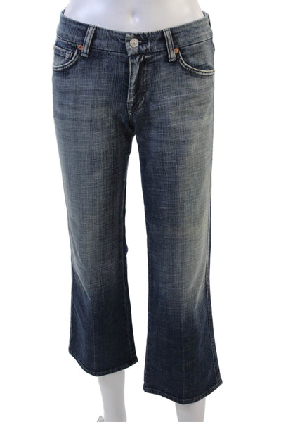 7 For All Mankind Womens Cropped Dark Blue High Rise Jeans Size 27