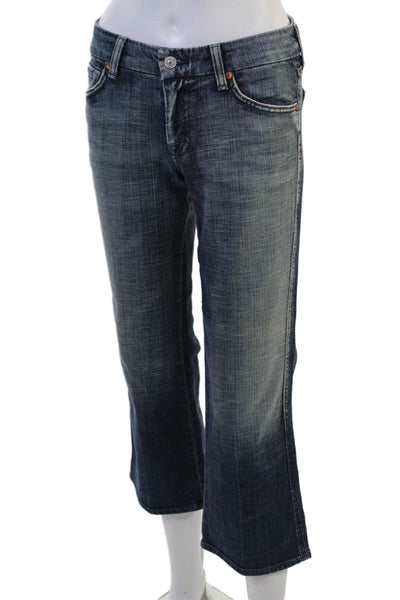 7 For All Mankind Womens Cropped Dark Blue High Rise Jeans Size 27