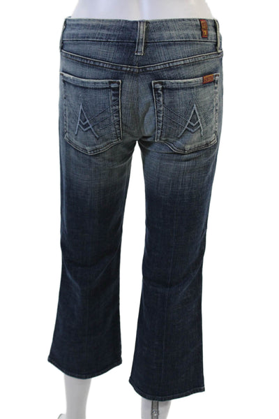 7 For All Mankind Womens Cropped Dark Blue High Rise Jeans Size 27