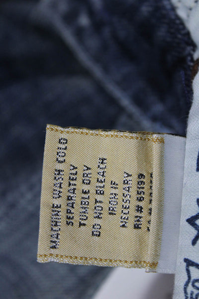 7 For All Mankind Womens Cropped Dark Blue High Rise Jeans Size 27