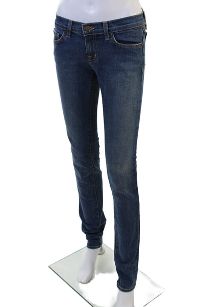 J Brand Womens Skinny Straight Dark Blue Jeans High Rise 34 Inseam Size 26