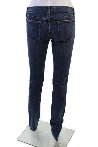 J Brand Womens Skinny Straight Dark Blue Jeans High Rise 34 Inseam Size 26