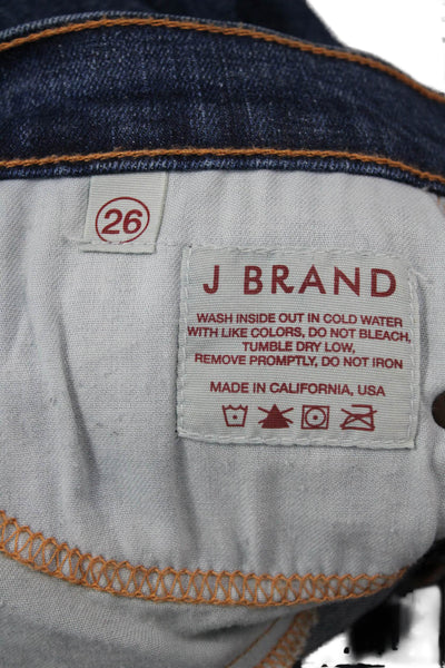 J Brand Womens Skinny Straight Dark Blue Jeans High Rise 34 Inseam Size 26