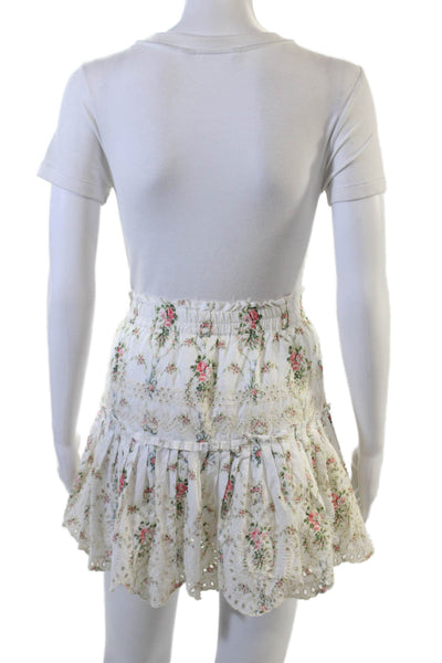 Love Shack Fancy Women Peasant Mini Floral 100% Cotton Skirt Size XL
