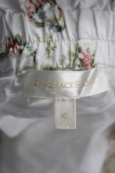 Love Shack Fancy Women Peasant Mini Floral 100% Cotton Skirt Size XL