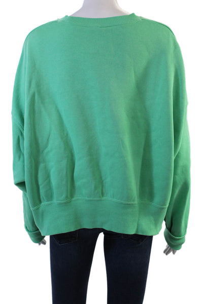 Nike Women Pullover Sweatshirt Green Crew Neck Long Sleeve Size M