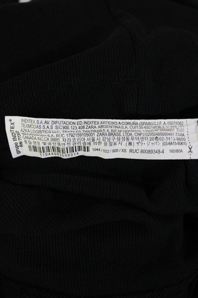 Zara Women Tank Dress Black 100% Wool Crew Neck Long Size XS