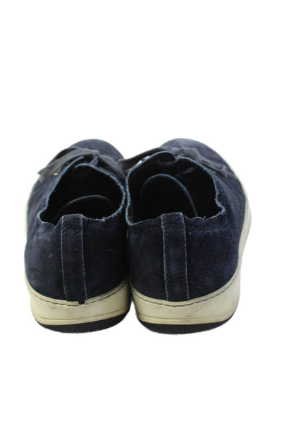 Lanvin Mens Suede Low Top Fashion Sneakers Shoes Navy Blue Size 8