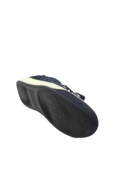 Lanvin Mens Suede Low Top Fashion Sneakers Shoes Navy Blue Size 8