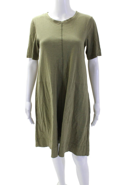 Me + Em Womens Shift T-Shirt Dress Green Cotton Short Sleeve Size 4