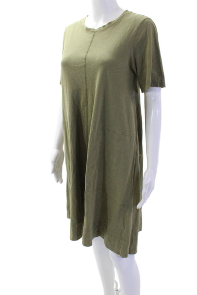 Me + Em Womens Shift T-Shirt Dress Green Cotton Short Sleeve Size 4