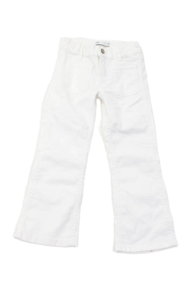 Zara Girls Cotton Solid Four Pocket Flared Jeans White Size 7