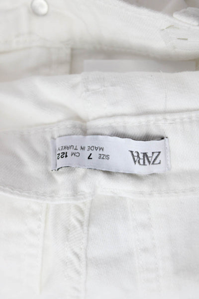Zara Girls Cotton Solid Four Pocket Flared Jeans White Size 7