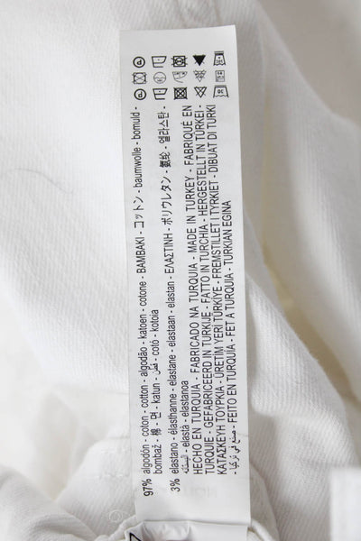 Zara Girls Cotton Solid Four Pocket Flared Jeans White Size 7