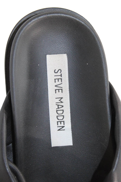 Steve Madden Womens Vegan Leather Slide On Sandals Black Size 37 7