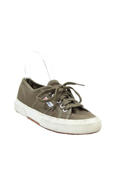Superga Womens Canvas Lace Up Low Top Sneakers Olive Size 36 6