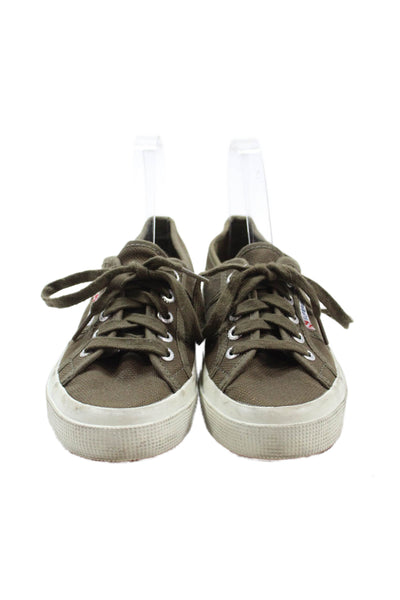 Superga Womens Canvas Lace Up Low Top Sneakers Olive Size 36 6