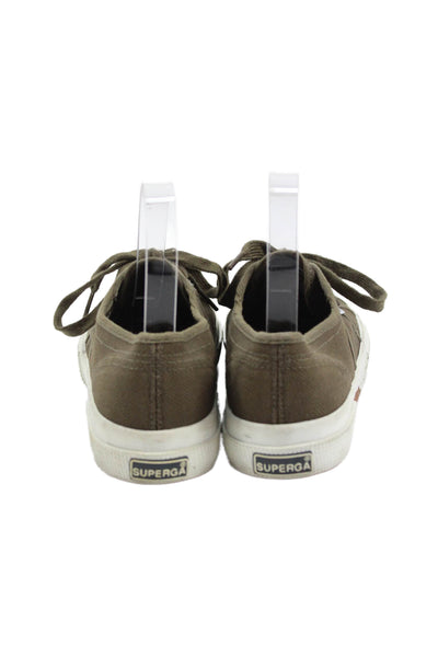 Superga Womens Canvas Lace Up Low Top Sneakers Olive Size 36 6