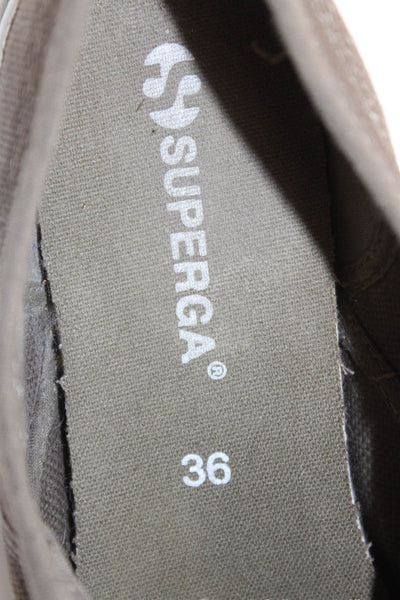 Superga Womens Canvas Lace Up Low Top Sneakers Olive Size 36 6