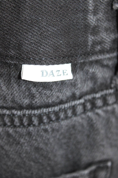 Daze Women Boyfriend Cropped Jeans Black Polka Dot 100% Cotton Size 26