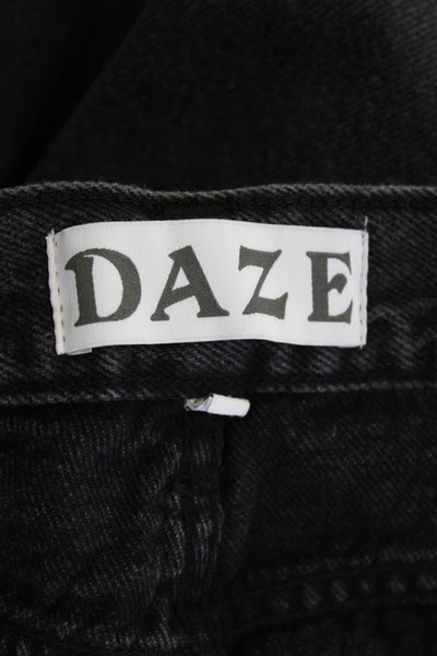 Daze Women Boyfriend Cropped Jeans Black Polka Dot 100% Cotton Size 26
