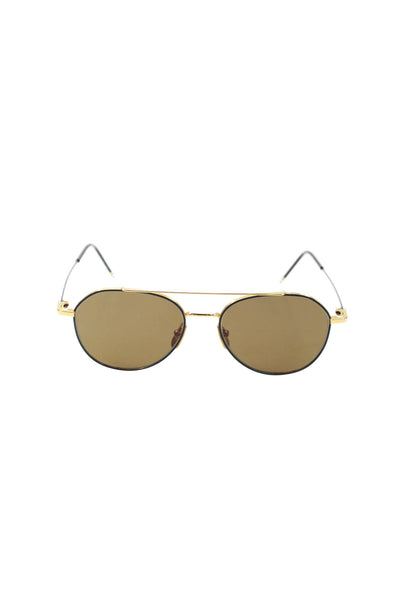 Thom Browne Womens Gold Tone Hardware Aviator Sunglasses Brown