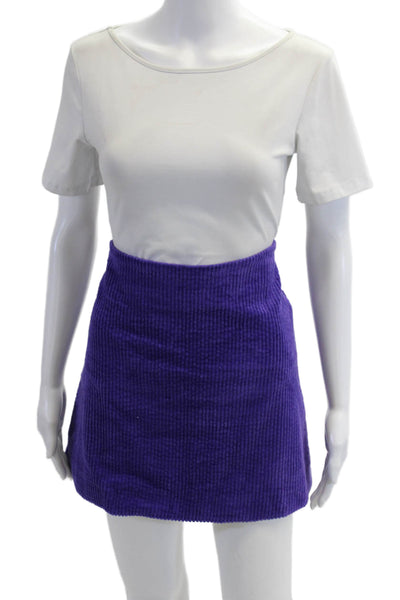 Ganni Women Mini Straight Pencil Skirt Purple Organic Cotton Size S
