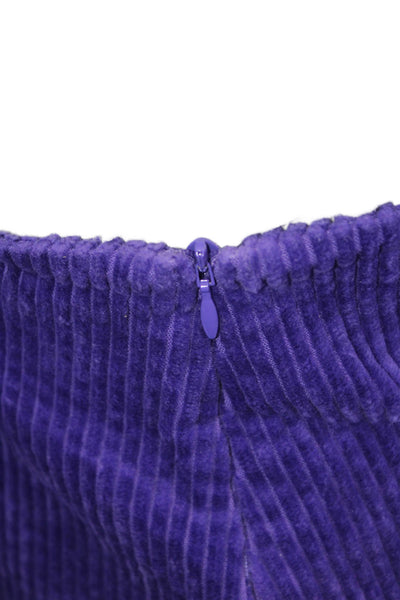 Ganni Women Mini Straight Pencil Skirt Purple Organic Cotton Size S