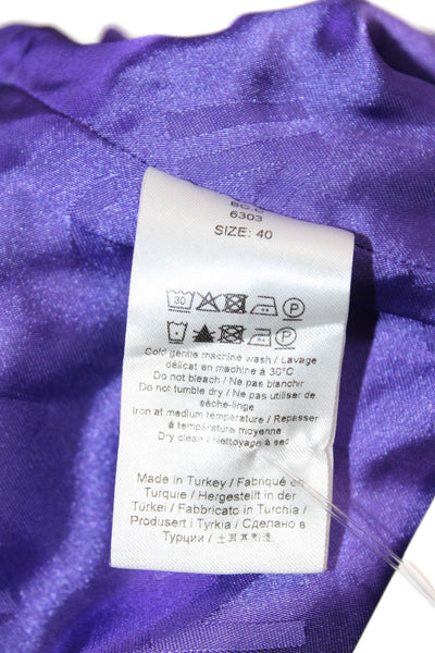 Ganni Women Mini Straight Pencil Skirt Purple Organic Cotton Size S