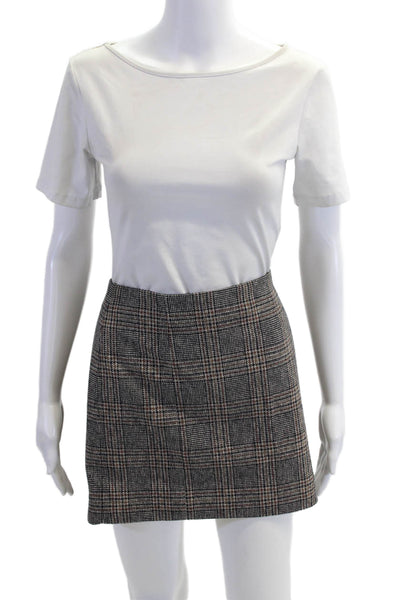 Rag & Bone Women Black Plaid Cotton Mini Straight Pencil Skirt Size 10