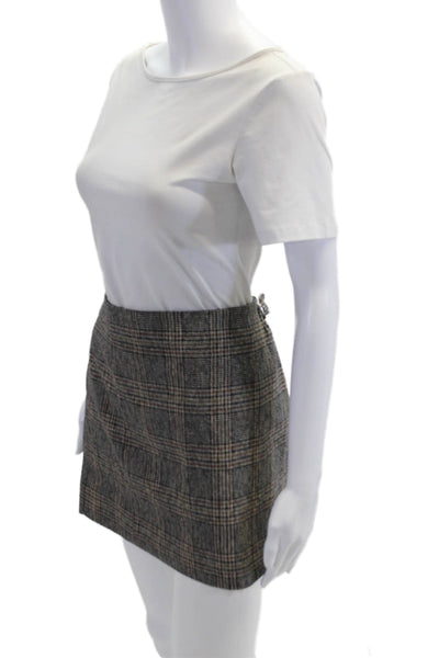 Rag & Bone Women Black Plaid Cotton Mini Straight Pencil Skirt Size 10