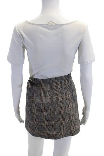Rag & Bone Women Black Plaid Cotton Mini Straight Pencil Skirt Size 10