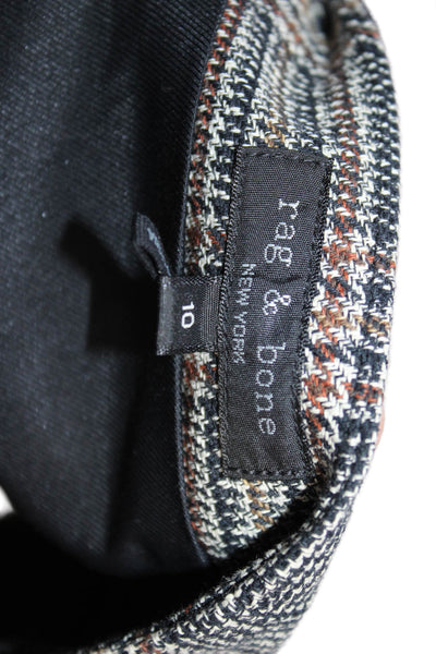 Rag & Bone Women Black Plaid Cotton Mini Straight Pencil Skirt Size 10