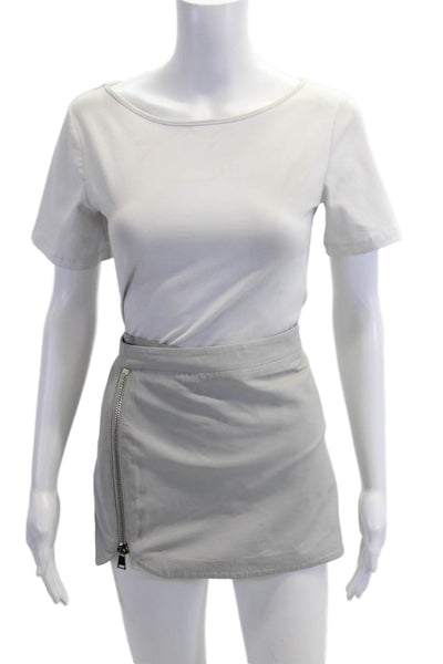Intermix Women Genuine Leather Mini Pencil Skirt Gray Size L