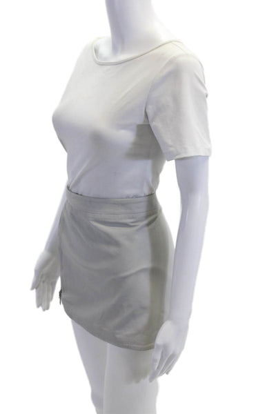 Intermix Women Genuine Leather Mini Pencil Skirt Gray Size L
