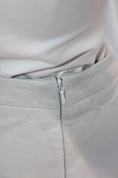 Intermix Women Genuine Leather Mini Pencil Skirt Gray Size L