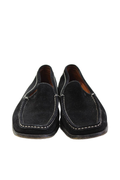 Tods Mens Suede Apron Square Toe Slip-On Casual Loafers Black Size 7.5