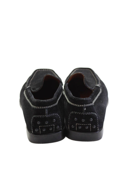 Tods Mens Suede Apron Square Toe Slip-On Casual Loafers Black Size 7.5