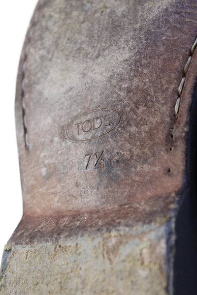 Tods Mens Suede Apron Square Toe Slip-On Casual Loafers Black Size 7.5