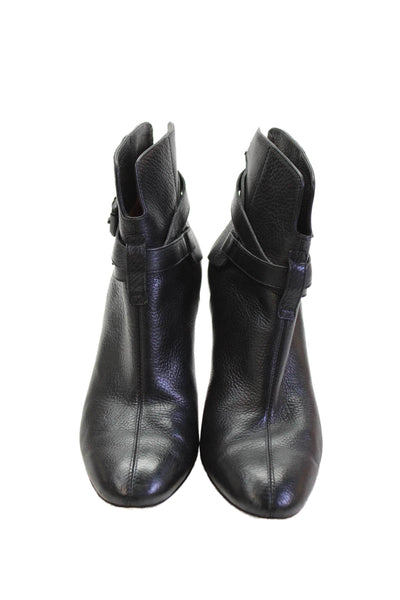 Santoni Womens Buckled Back Zip Stiletto Heels Ankle Boots Black Size EUR 37