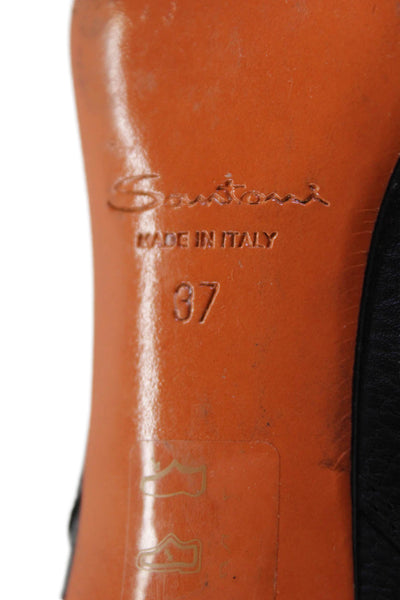 Santoni Womens Buckled Back Zip Stiletto Heels Ankle Boots Black Size EUR 37