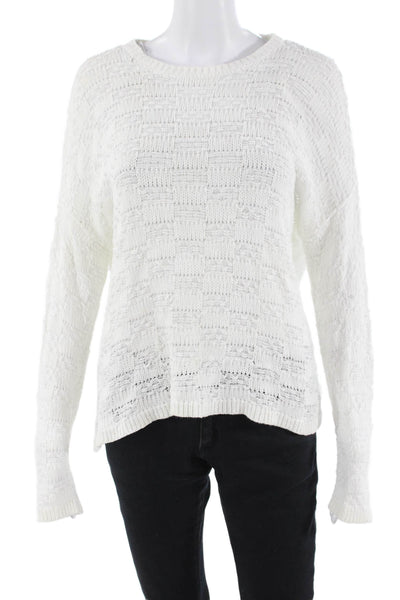 Eileen Fisher Women Pullover Sweater White Crew Neck Organic Linen Size S